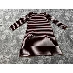 Hollister Burgundy White Stripe Long Sleeve A-Line Dress Pockets Size M